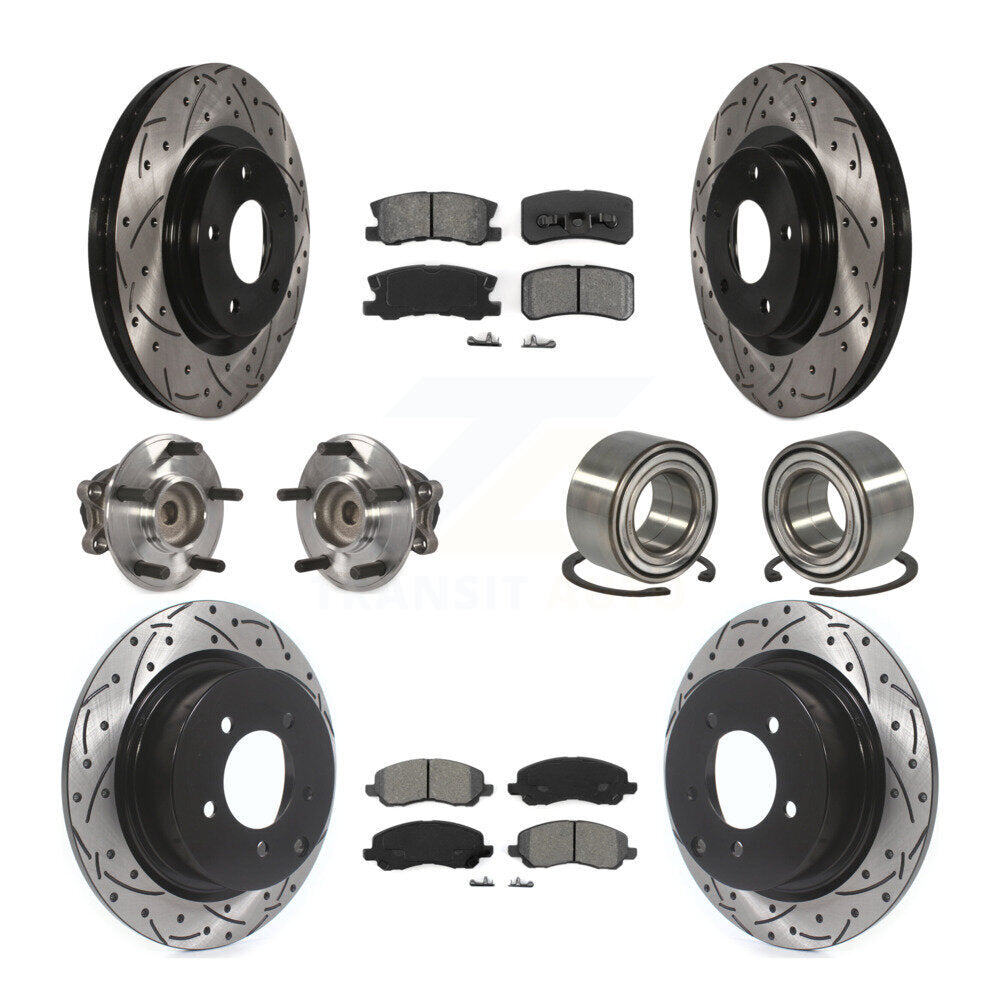 Hub Bearing Coat Brake Rotor Pad Front Rear Kit (10Pc) For 12 Mitsubishi RVR FWD