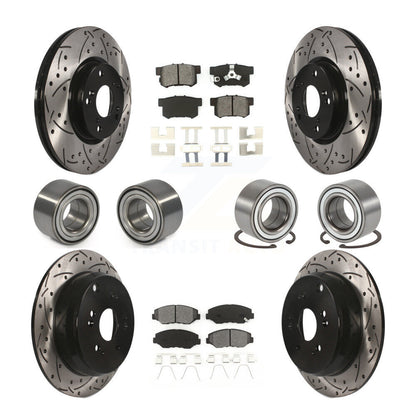 Bearing Coated Brake Rotor & Pads Front Rear Kit (10Pc) For 2005-2006 Honda CR-V