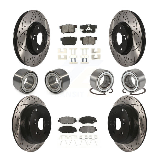 Bearing Coated Brake Rotor & Pads Front Rear Kit (10Pc) For 2005-2006 Honda CR-V