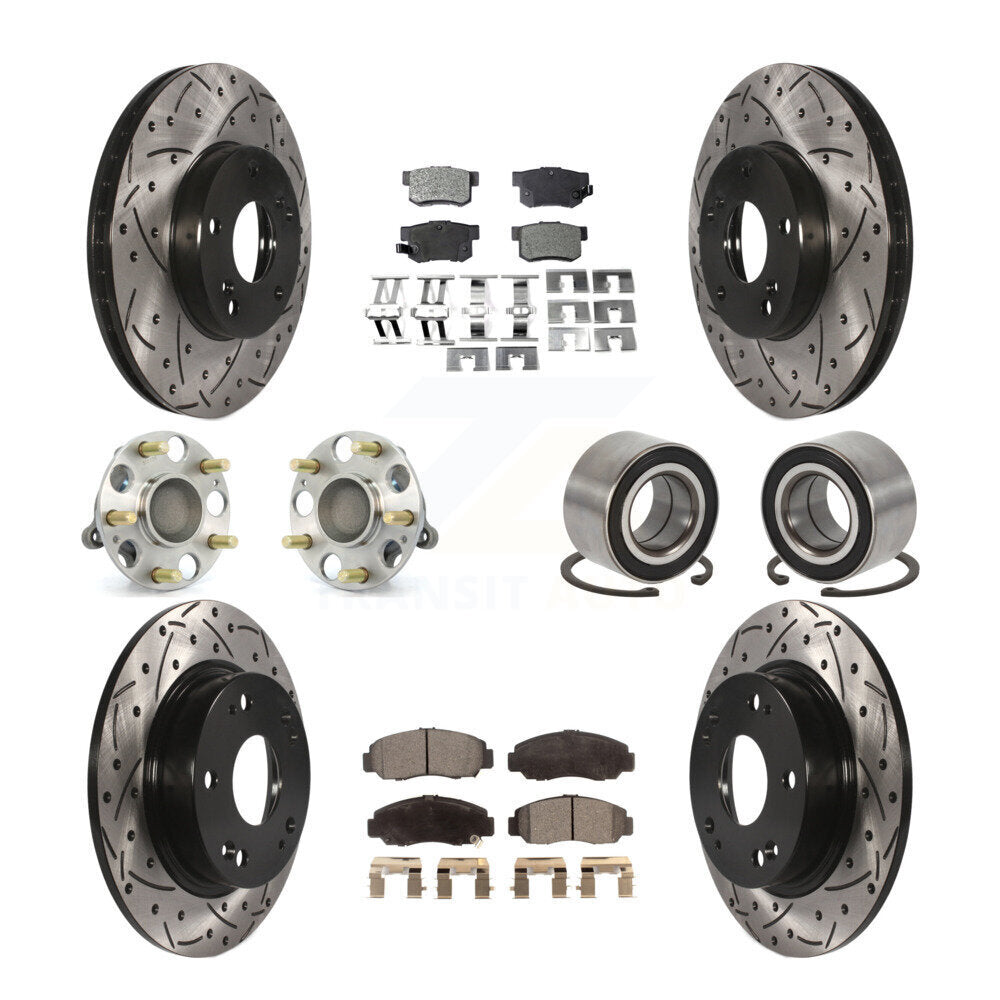 Hub Bearing Coated Disc Brake Rotor And Pads Front Rear Kit (10Pc) For Acura CSX