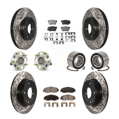Hub Bearing Coated Disc Brake Rotor And Pads Front Rear Kit (10Pc) For Acura CSX