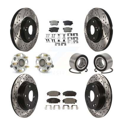 Hub Bearing Coat Brake Rotor Pad Front Rear Kit (10Pc) For Honda Civic Acura CSX