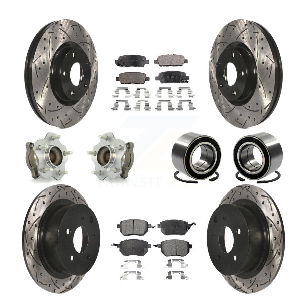 Hub Bearing Coat Brake Rotor Pads Front Rear Kit (10Pc) For Nissan Altima Maxima