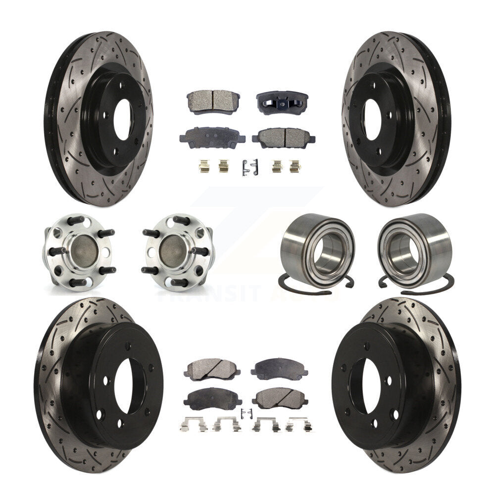 Hub Bearing Coated Disc Brake Rotor Pads Front Rear Kit (10Pc) For Dodge Caliber