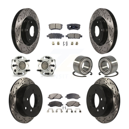 Hub Bearing Coated Disc Brake Rotor Pads Front Rear Kit (10Pc) For Dodge Caliber
