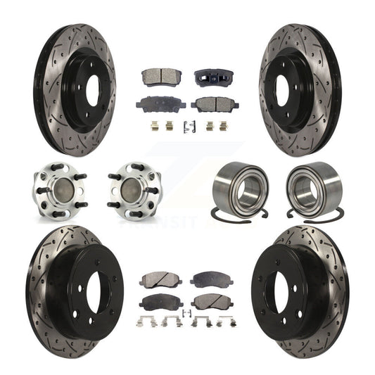 Hub Bearing Coated Disc Brake Rotor Pads Front Rear Kit (10Pc) For Dodge Caliber