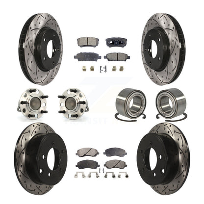 Hub Bearing Coated Disc Brake Rotor Pads Front Rear Kit (10Pc) For Dodge Caliber