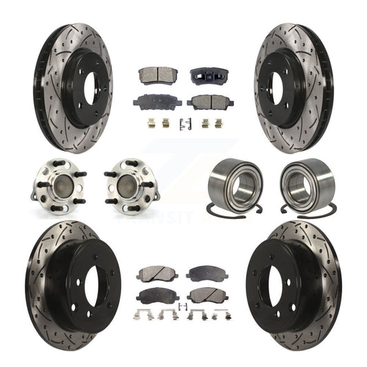 Hub Bearing Coated Disc Brake Rotor Pads Front Rear Kit (10Pc) For Dodge Caliber