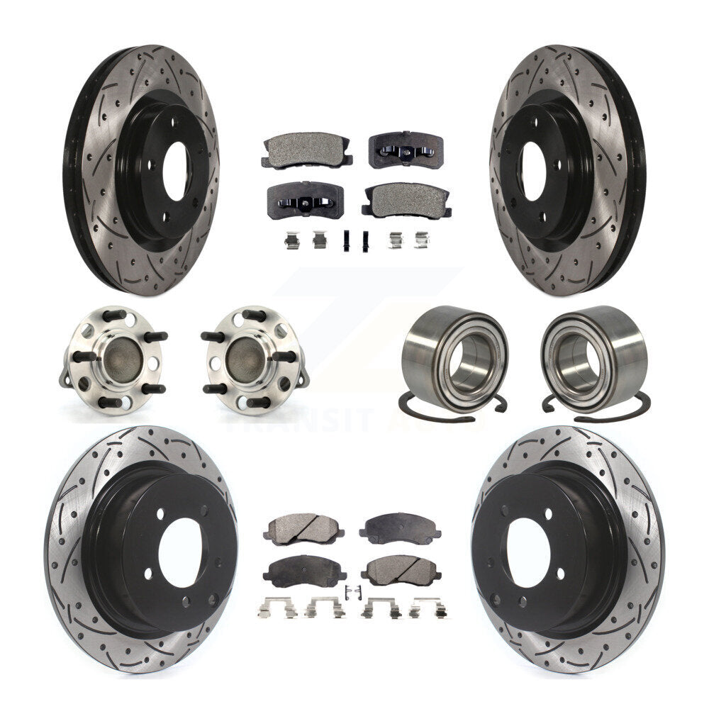 Hub Bearing Coat Brake Rotor Pads Front Rear Kit (10Pc) For Jeep Patriot Compass