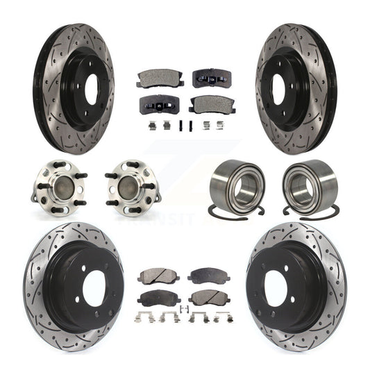 Hub Bearing Coat Brake Rotor Pads Front Rear Kit (10Pc) For Jeep Patriot Compass