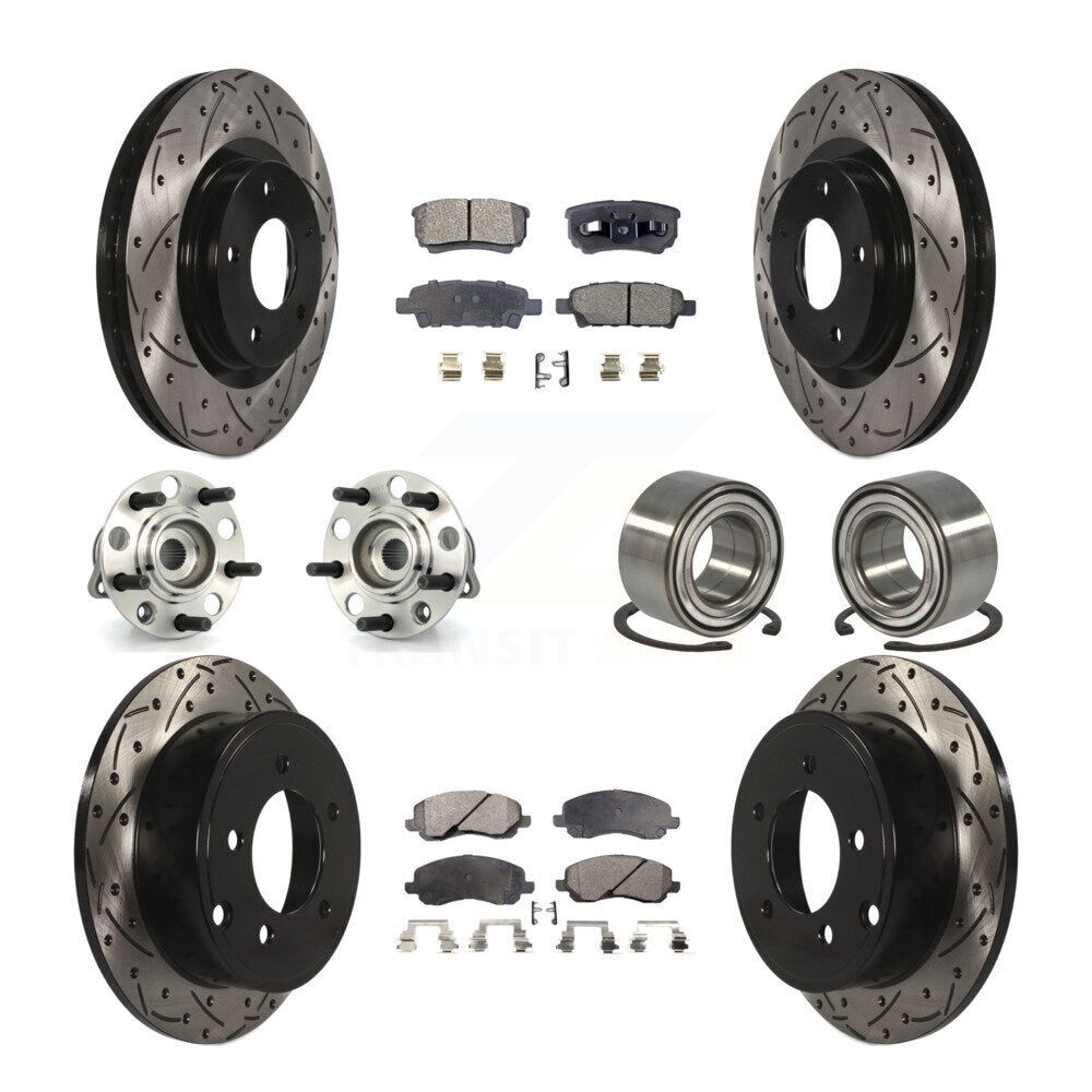 Hub Bearing Coat Brake Rotor Pads Front Rear Kit (10Pc) For Jeep Patriot Compass