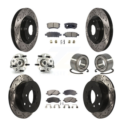 Hub Bearing Coat Brake Rotor Pads Front Rear Kit (10Pc) For Jeep Patriot Compass