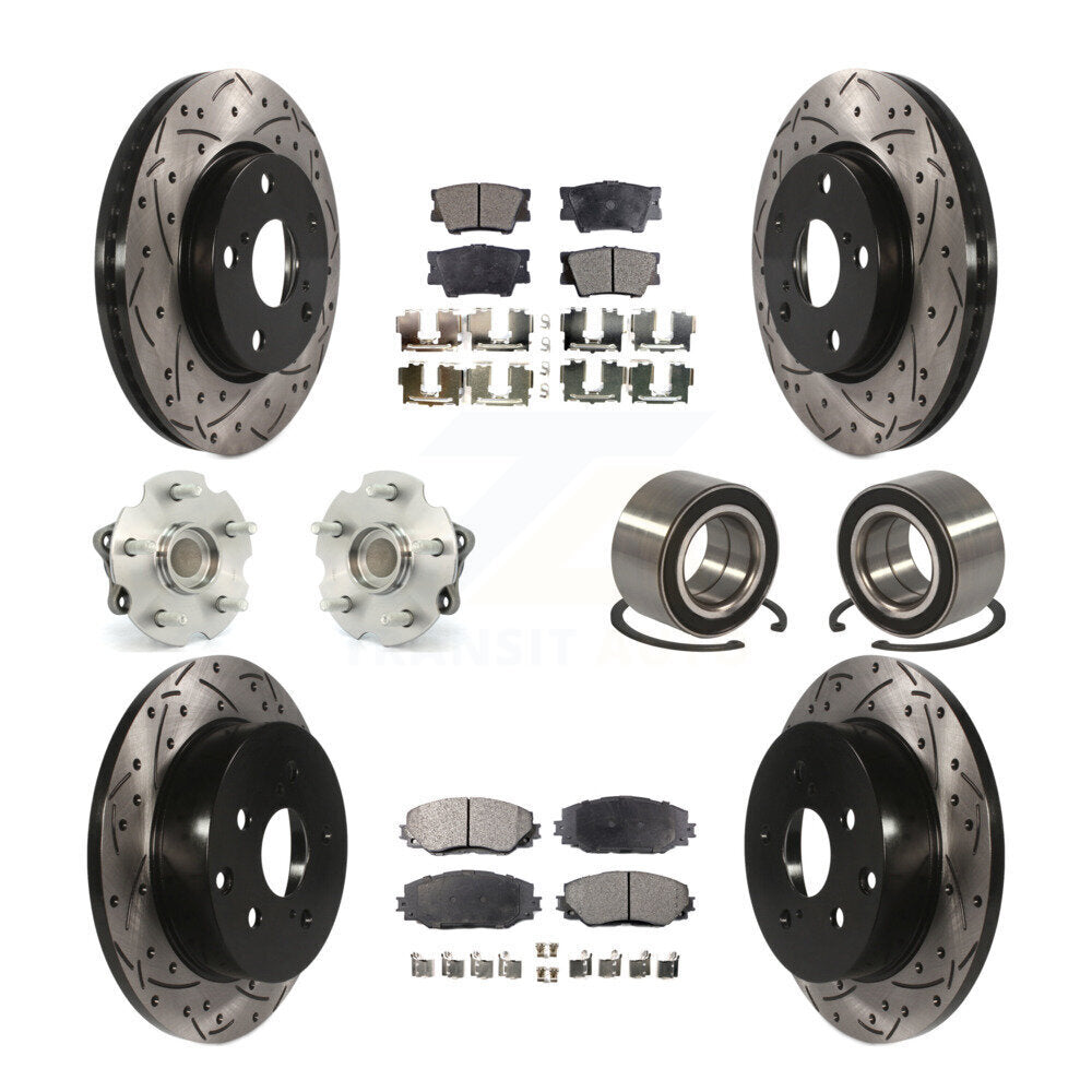 Hub Bearing Coated Brake Rotor & Pad Front Rear Kit (10Pc) For 2010 Lexus HS250h