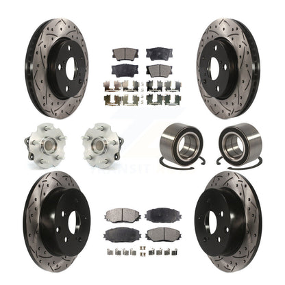 Hub Bearing Coated Brake Rotor & Pad Front Rear Kit (10Pc) For 2010 Lexus HS250h