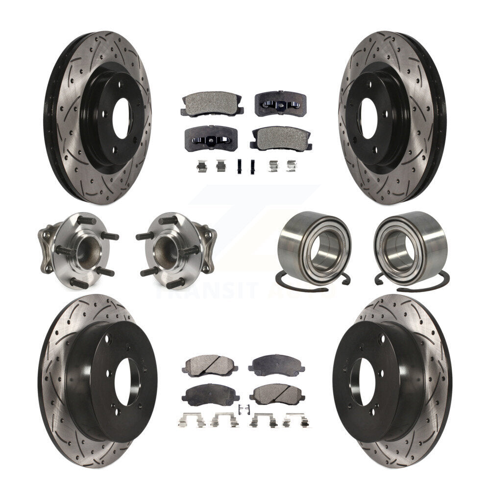 Hub Bearing Coat Brake Rotor Pads Front Rear Kit (10Pc) For Mitsubishi Outlander