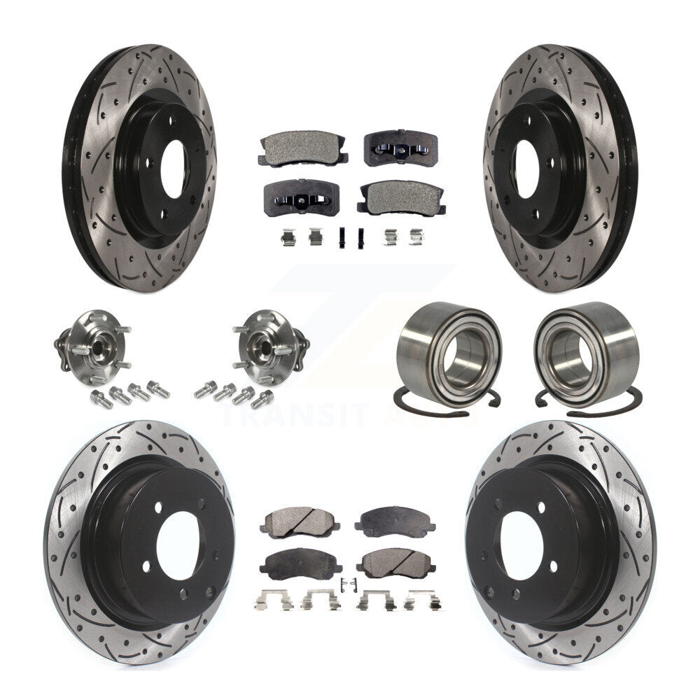 Hub Bearing Coat Brake Rotor Pads Front Rear Kit (10Pc) For Mitsubishi Outlander