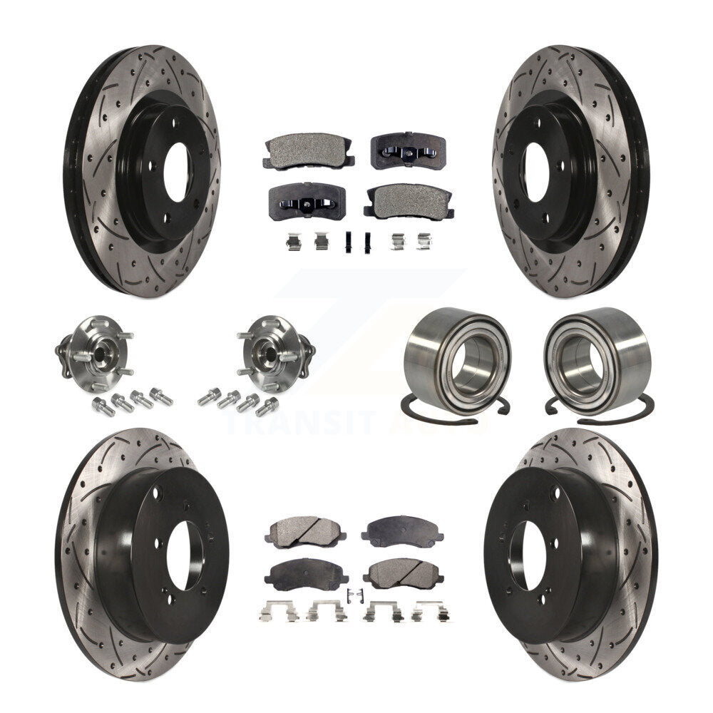 Hub Bearing Coat Brake Rotor Pads Front Rear Kit (10Pc) For Mitsubishi Outlander