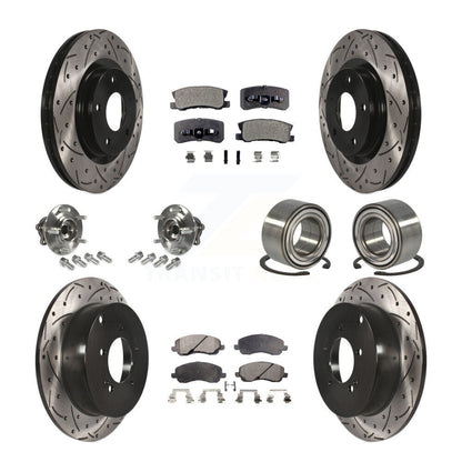 Hub Bearing Coat Brake Rotor Pads Front Rear Kit (10Pc) For Mitsubishi Outlander
