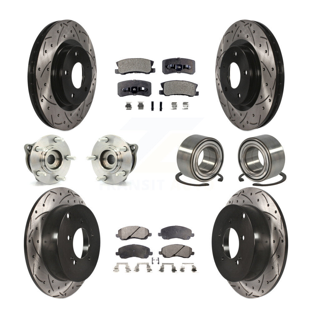 Hub Bearing Coat Brake Rotor Pads Front Rear Kit (10Pc) For Mitsubishi Outlander
