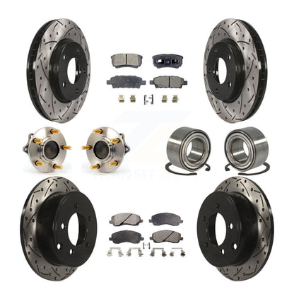 Hub Bearing Coated Brake Rotor & Pad Front Rear Kit (10Pc) For Mitsubishi Lancer