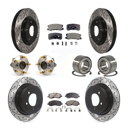 Hub Bearing Coated Brake Rotor & Pad Front Rear Kit (10Pc) For Mitsubishi Lancer