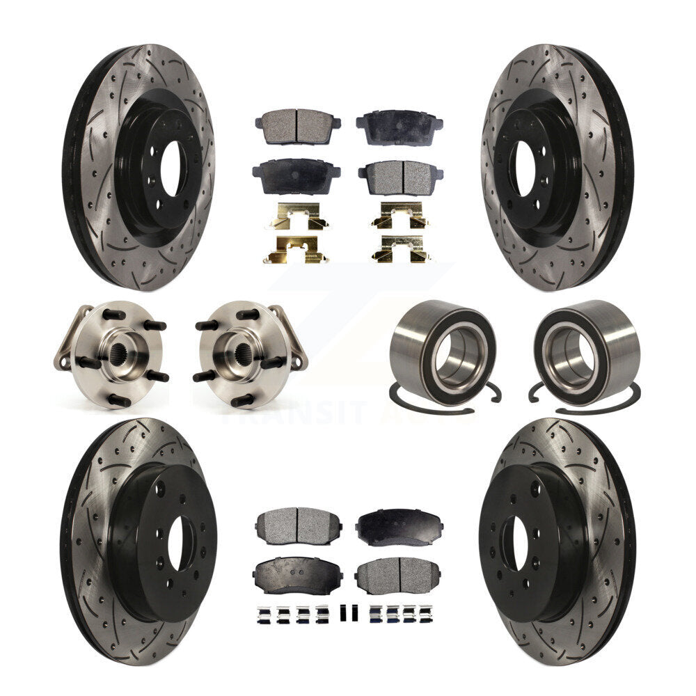 Hub Bearing Coat Brake Rotor Pads Front Rear Kit (10Pc) For 07-15 Mazda CX-9 AWD