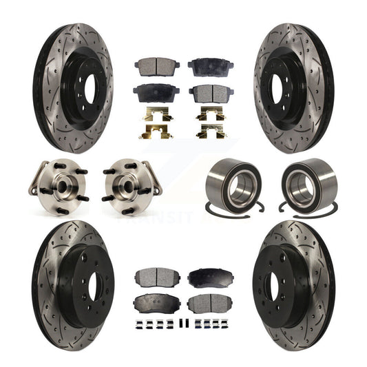 Hub Bearing Coat Brake Rotor Pads Front Rear Kit (10Pc) For 07-15 Mazda CX-9 AWD