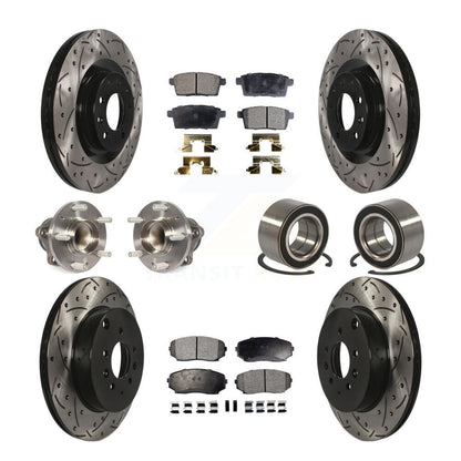 Hub Bearing Coat Brake Rotor Pads Front Rear Kit (10Pc) For 07-15 Mazda CX-9 FWD