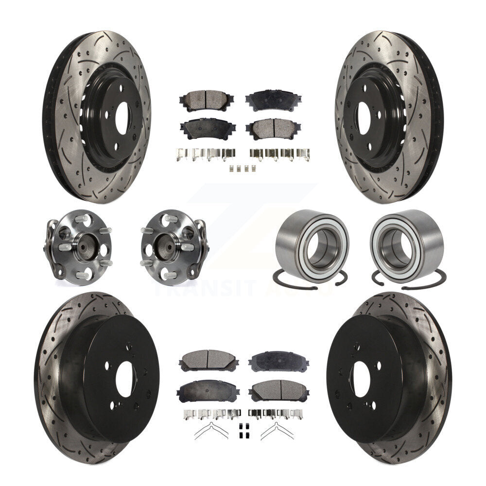 Hub Bearing Coated Brake Rotor & Pad Front Rear Kit (10Pc) For Toyota Sienna FWD