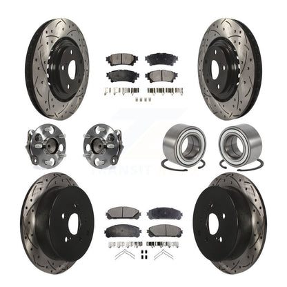 Hub Bearing Coated Brake Rotor & Pad Front Rear Kit (10Pc) For Toyota Sienna FWD