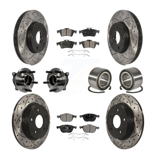 Hub Bearing Coated Disc Brake Rotor And Pad Front Rear Kit (10Pc) For Ford Focus