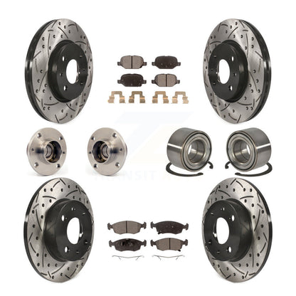 Hub Bearing Coated Disc Brake Rotors And Pads Front Rear Kit (10Pc) For Fiat 500