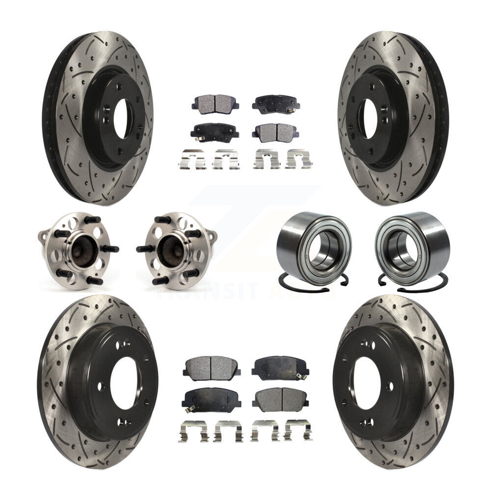 Hub Bearing Coated Brake Rotor & Pads Front Rear Kit (10Pc) For Hyundai Veloster