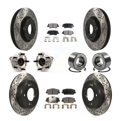 Hub Bearing Coat Brake Rotor Pad Front Rear Kit (10Pc) For Kia Forte Forte5 Koup