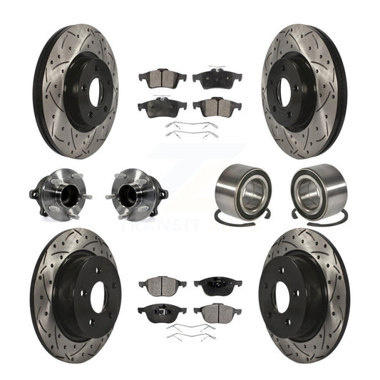 Hub Bearing Coated Brake Rotor & Pad Front Rear Kit (10Pc) For Ford Escape C-Max
