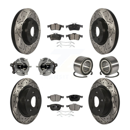 Hub Bearing Coated Disc Brake Rotor & Pads Front Rear Kit (10Pc) For Ford Escape