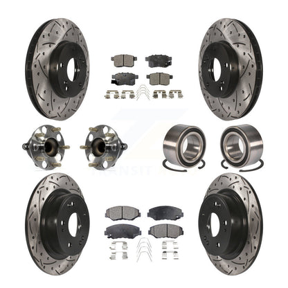 Hub Bearing Coated Disc Brake Rotor & Pad Front Rear Kit (10Pc) For Honda Accord