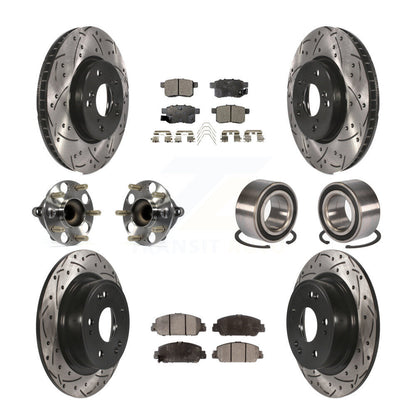 Hub Bearing Coated Disc Brake Rotor & Pad Front Rear Kit (10Pc) For Honda Accord
