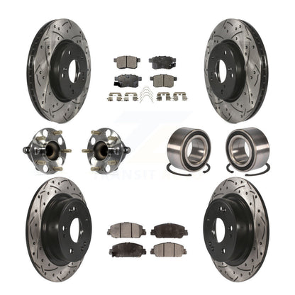 Hub Bearing Coated Disc Brake Rotor & Pad Front Rear Kit (10Pc) For Honda Accord