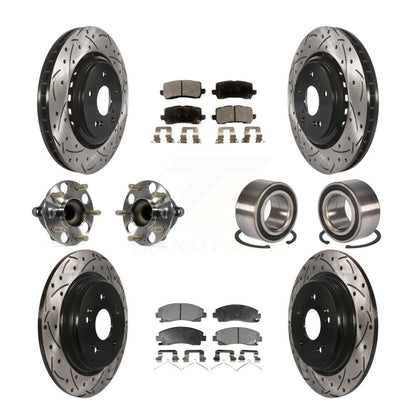Hub Bearing Coated Brake Rotor Pad Front Rear Kit (10Pc) For 15-20 Acura TLX FWD