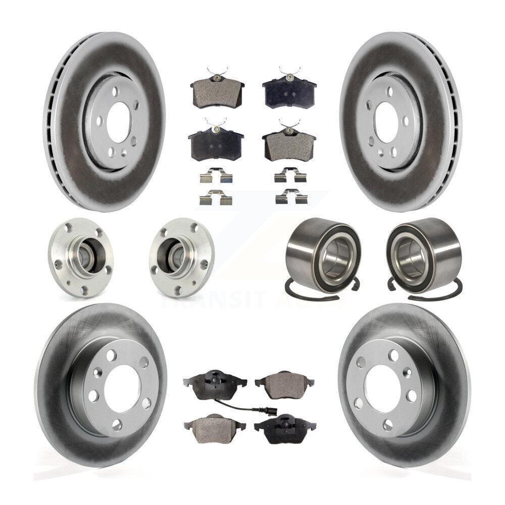 Hub Bearing Coated Brake Rotor & Pad Front Rear Kit (10Pc) For Volkswagen Beetle