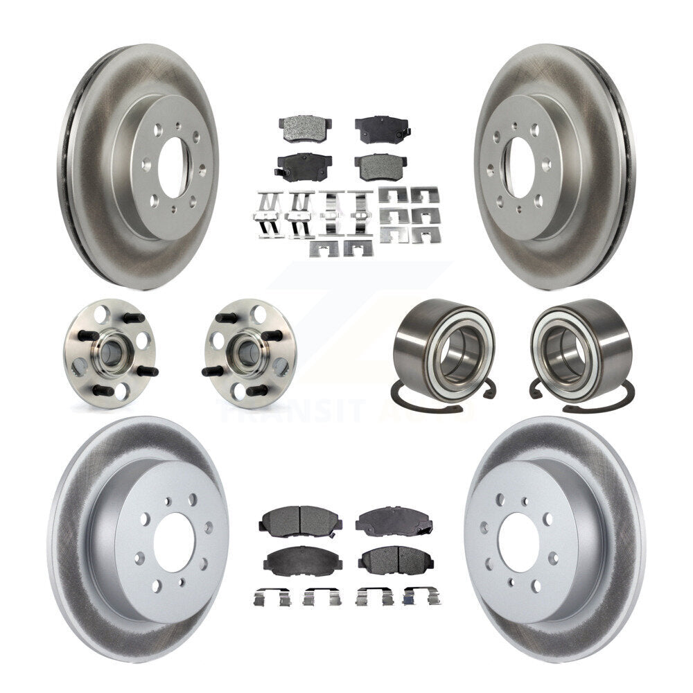 Hub Bearing Coated Brake Rotor Pads Front Rear Kit (10Pc) For 2001-2005 Acura EL