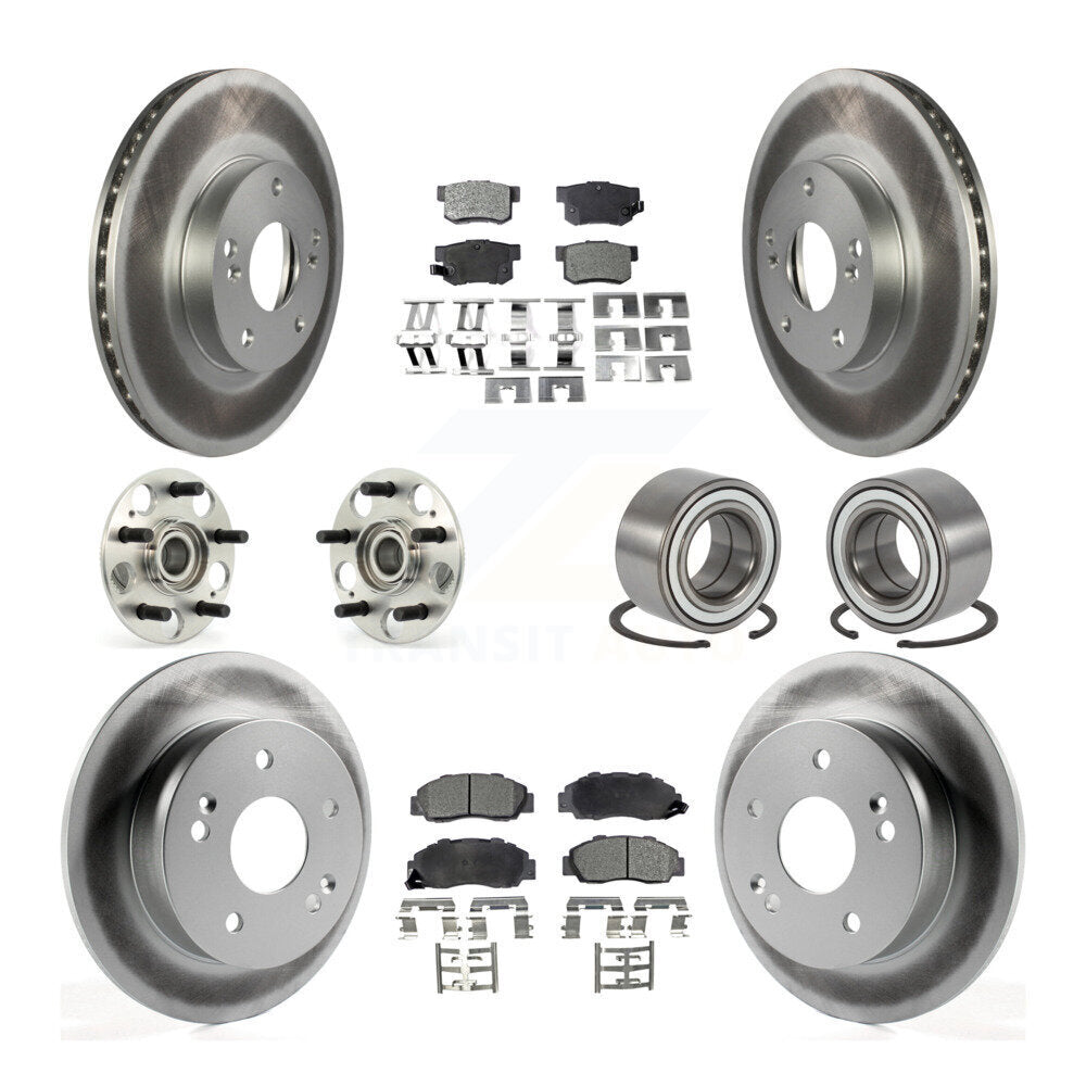 Hub Bearing Coated Disc Brake Rotor & Pad Front Rear Kit (10Pc) For Honda Accord
