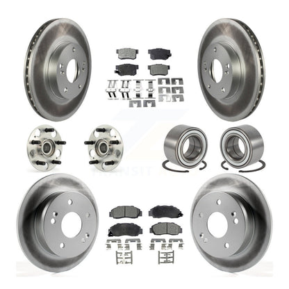 Hub Bearing Coated Disc Brake Rotor & Pad Front Rear Kit (10Pc) For Honda Accord