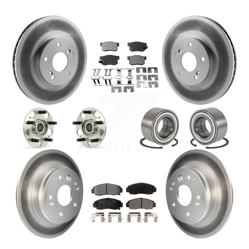 Hub Bearing Coated Brake Rotor Pads Front Rear Kit (10Pc) For 1999-2003 Acura TL
