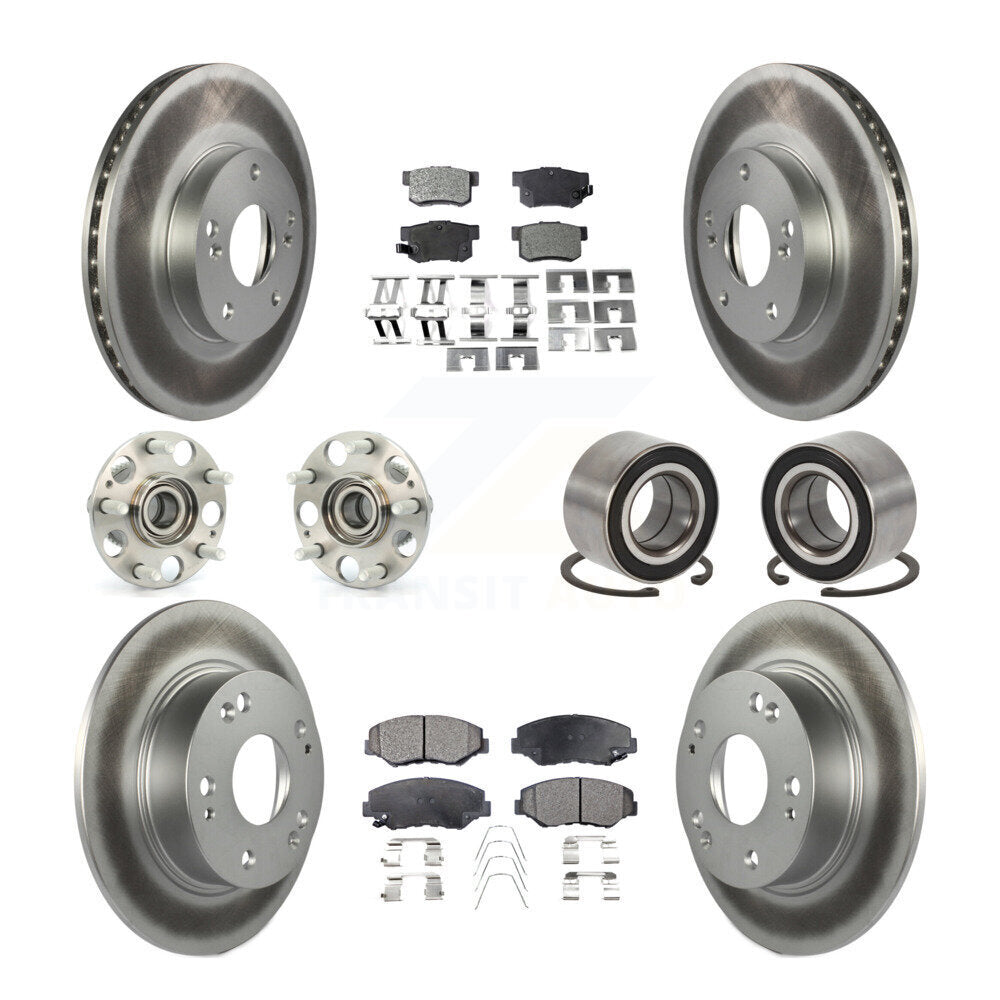 Hub Bearing Coated Disc Brake Rotor & Pad Front Rear Kit (10Pc) For Honda Accord
