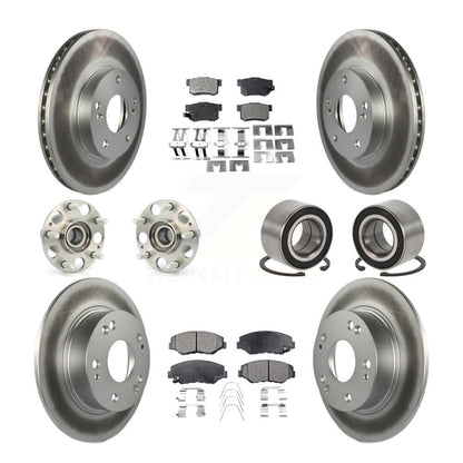 Hub Bearing Coated Disc Brake Rotor & Pad Front Rear Kit (10Pc) For Honda Accord