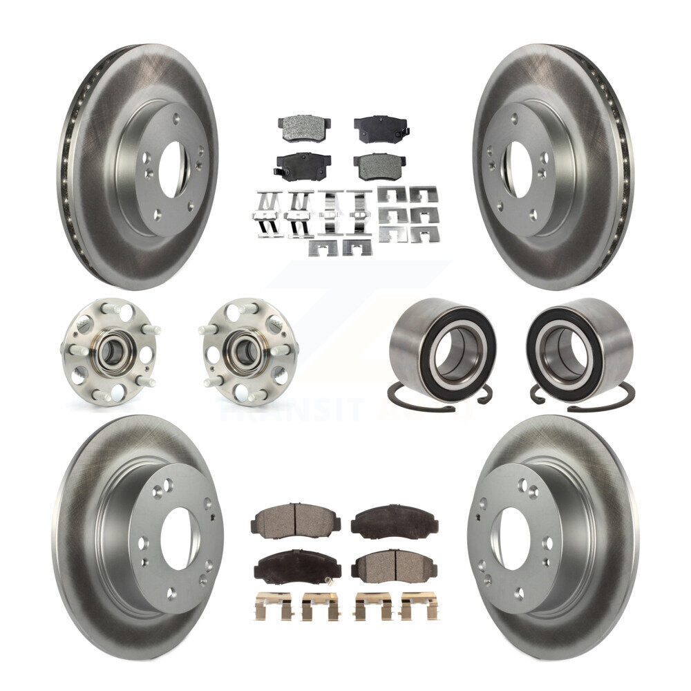 Hub Bearing Coated Disc Brake Rotor & Pad Front Rear Kit (10Pc) For Honda Accord