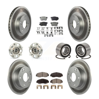 Hub Bearing Coated Disc Brake Rotor & Pad Front Rear Kit (10Pc) For Honda Accord