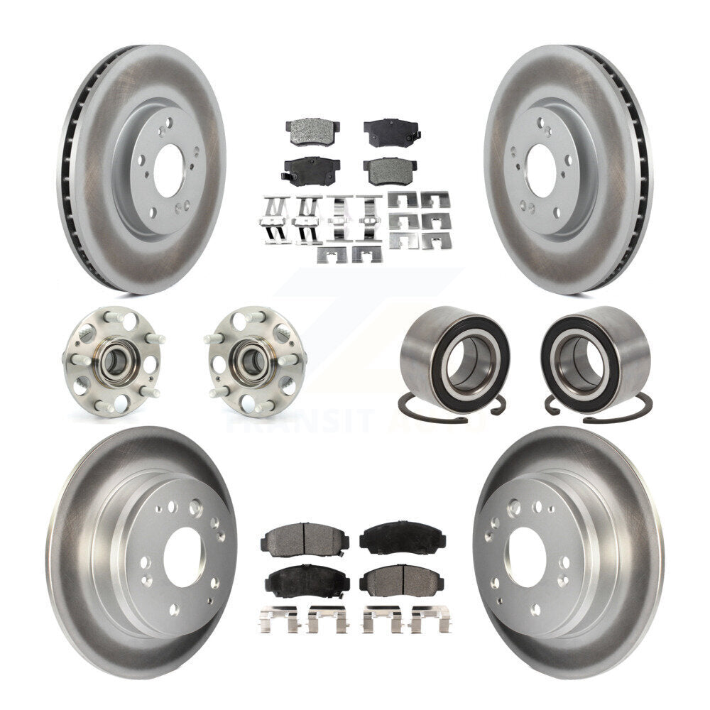 Hub Bearing Coated Disc Brake Rotors And Pads Front Rear Kit (10Pc) For Acura TL